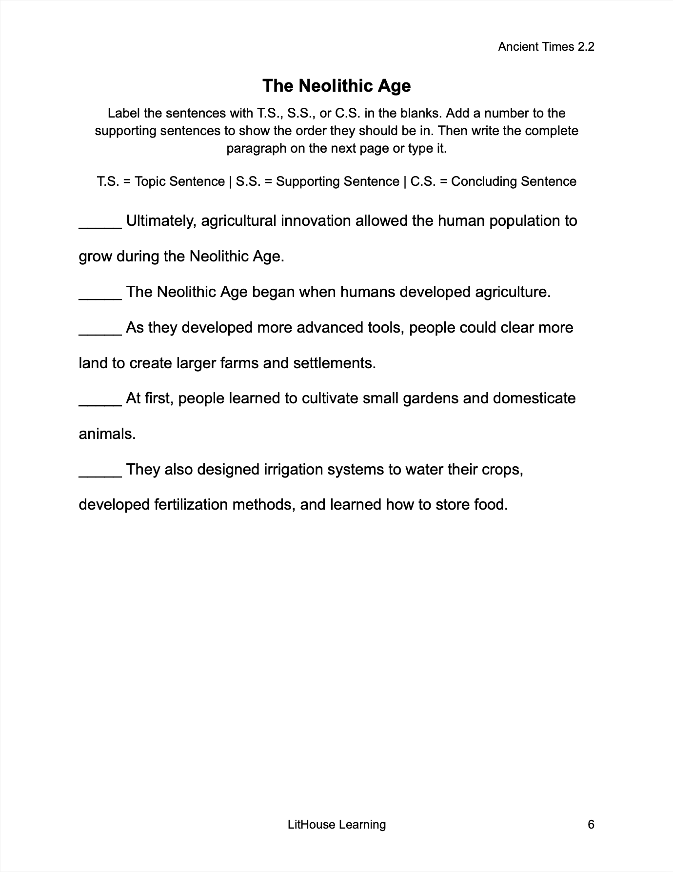 World History: Ancient Times Writing Workbook