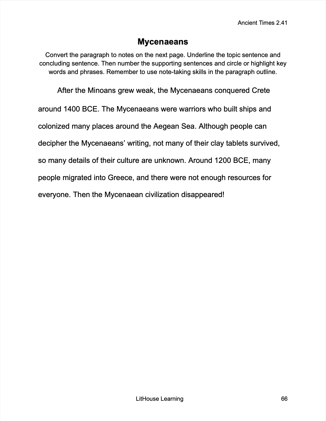 World History: Ancient Times Writing Workbook