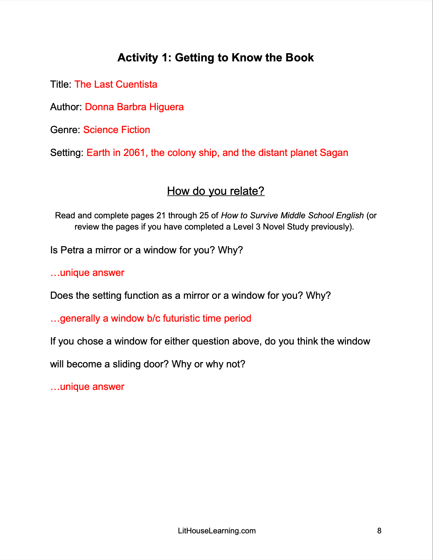 The Last Cuentista Novel Study