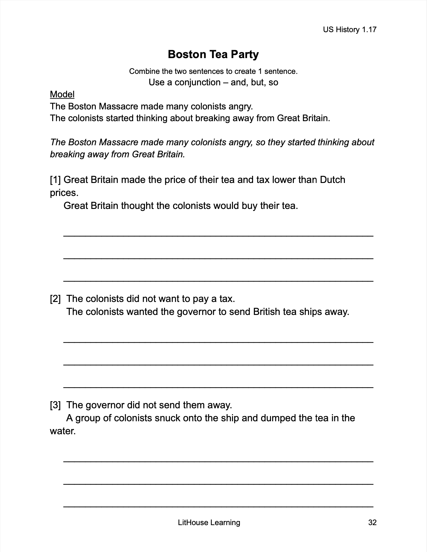US History Writing Workbook
