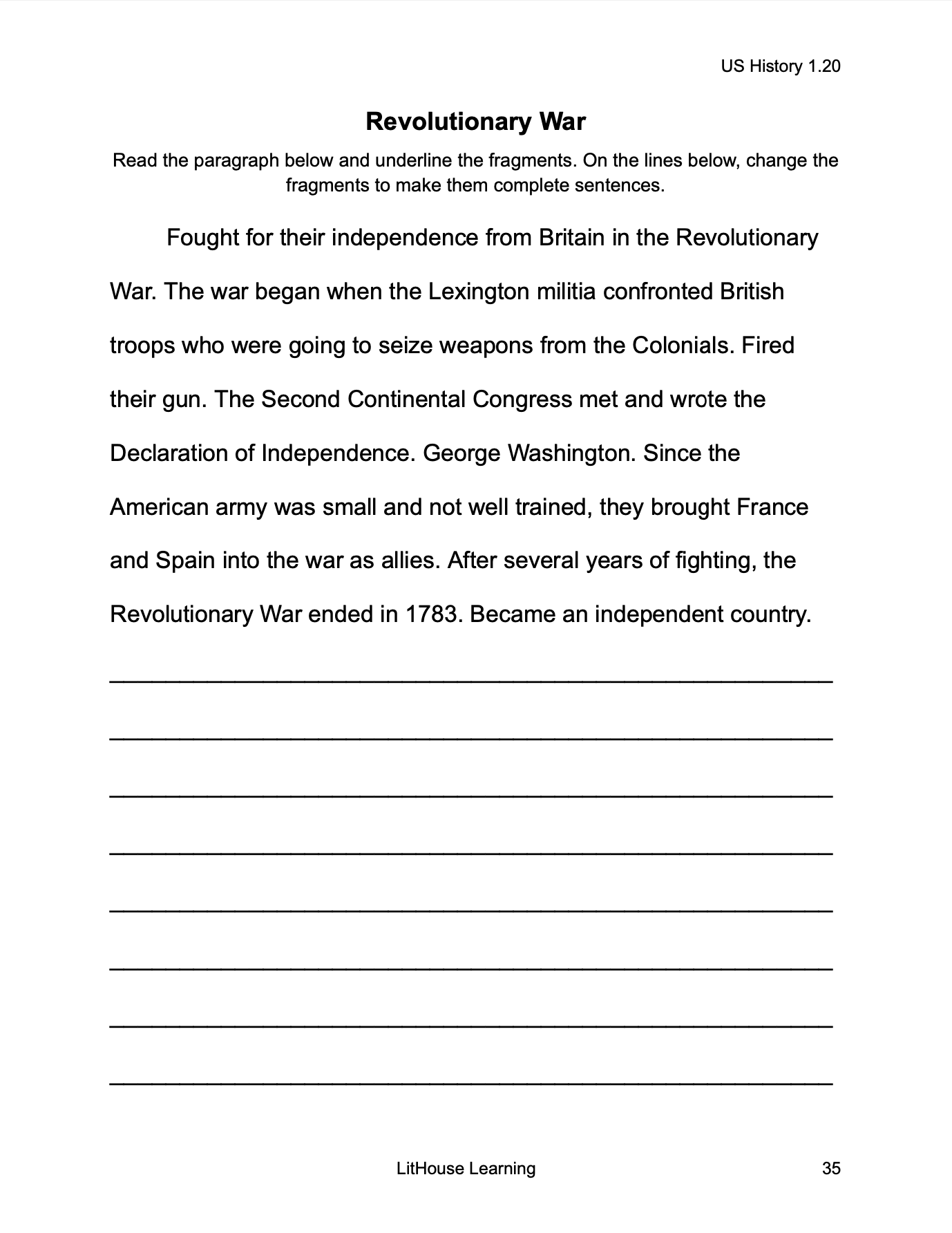 US History Writing Workbook