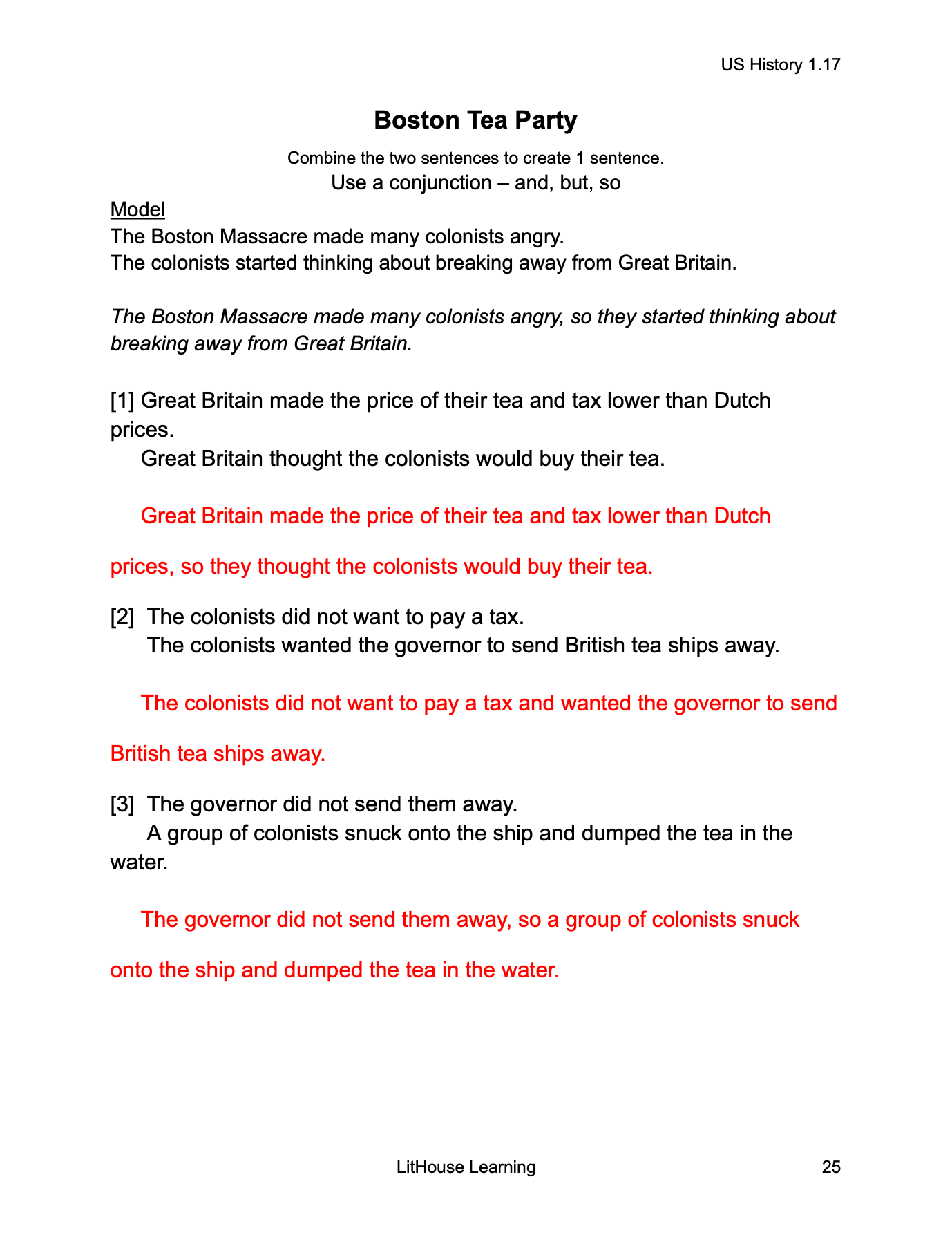 US History Writing Workbook