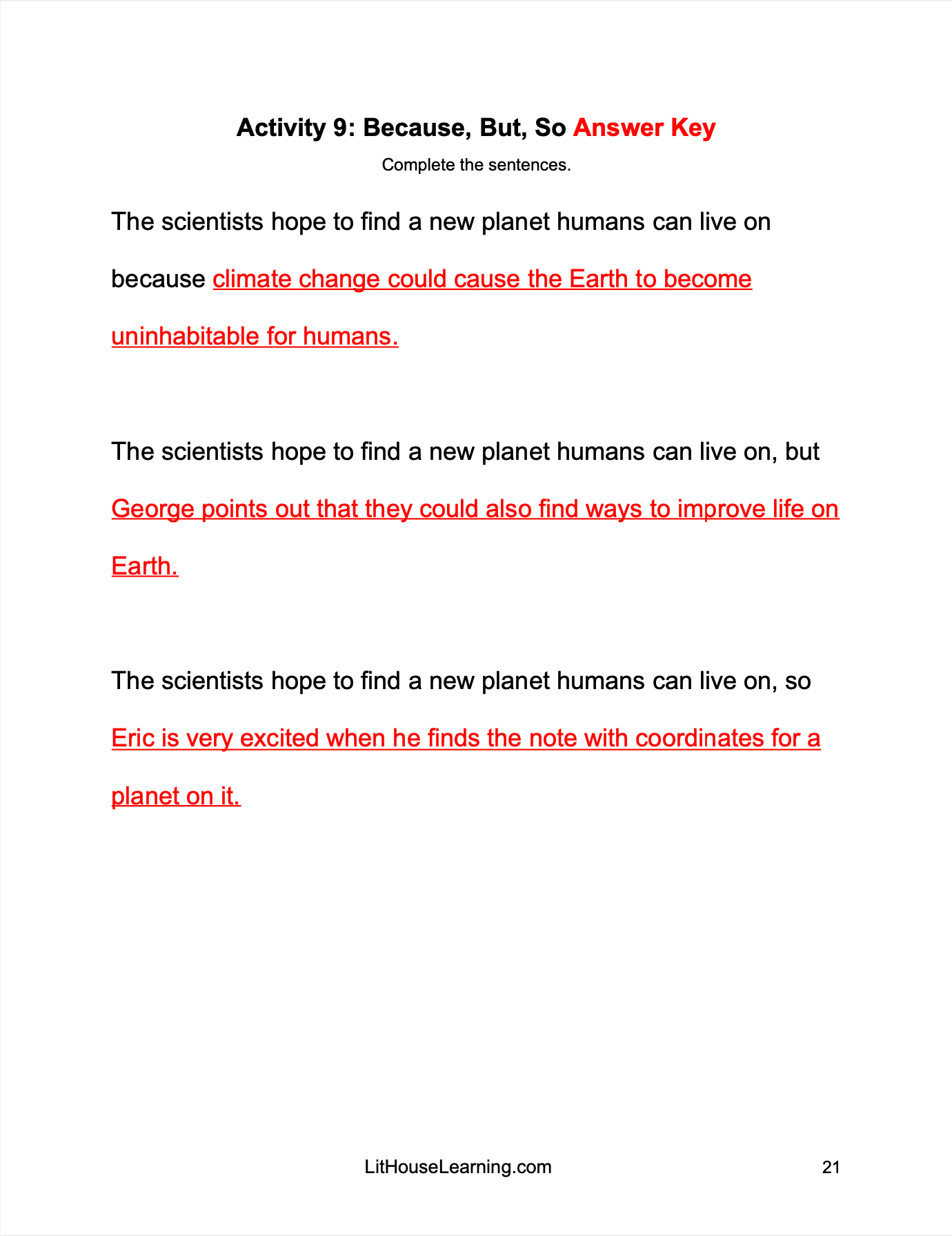 George's Secret Key to the Universe Novel Study