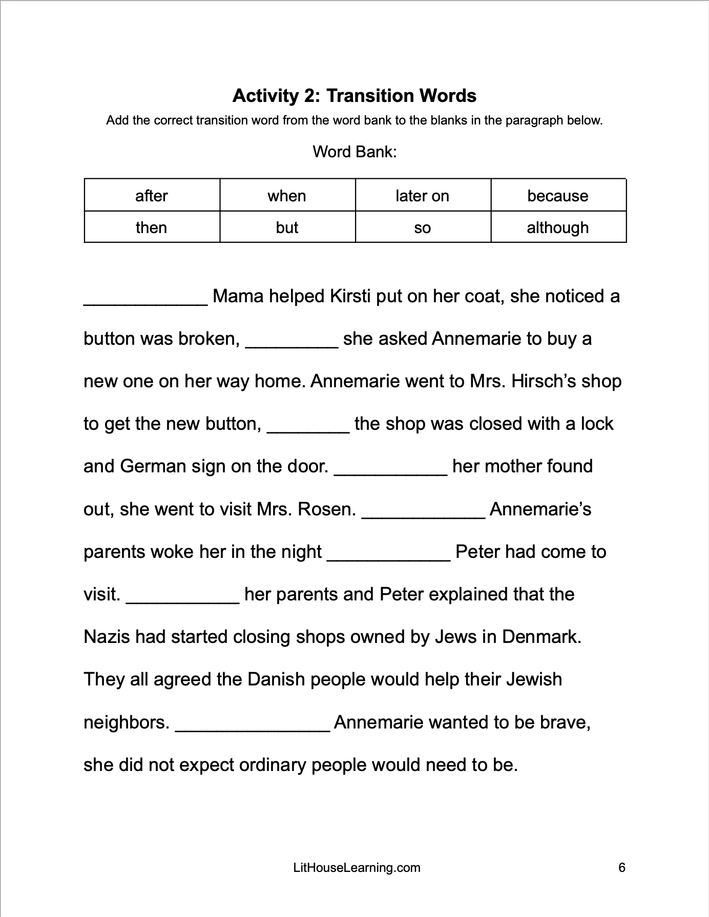 Number the Stars Novel Study
