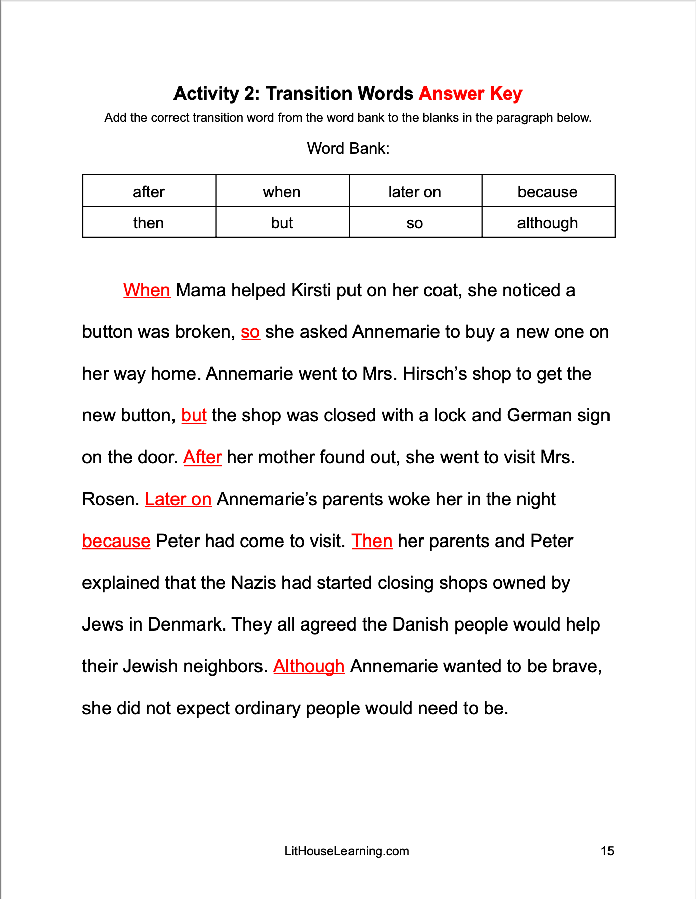 Number the Stars Novel Study