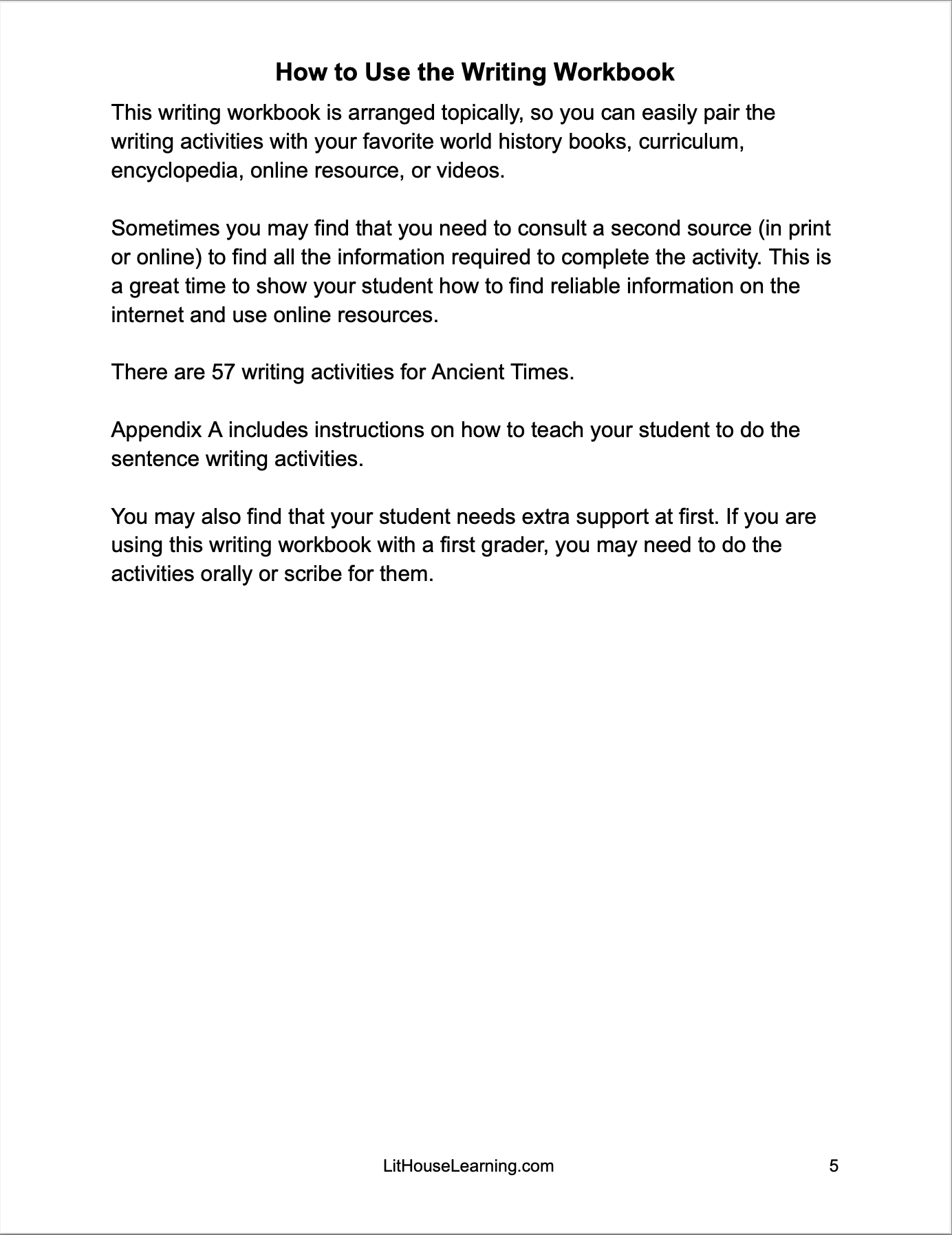 World History: Ancient Times Writing Workbook