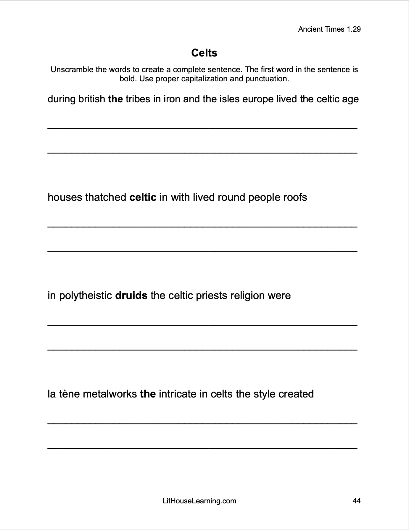 World History: Ancient Times Writing Workbook