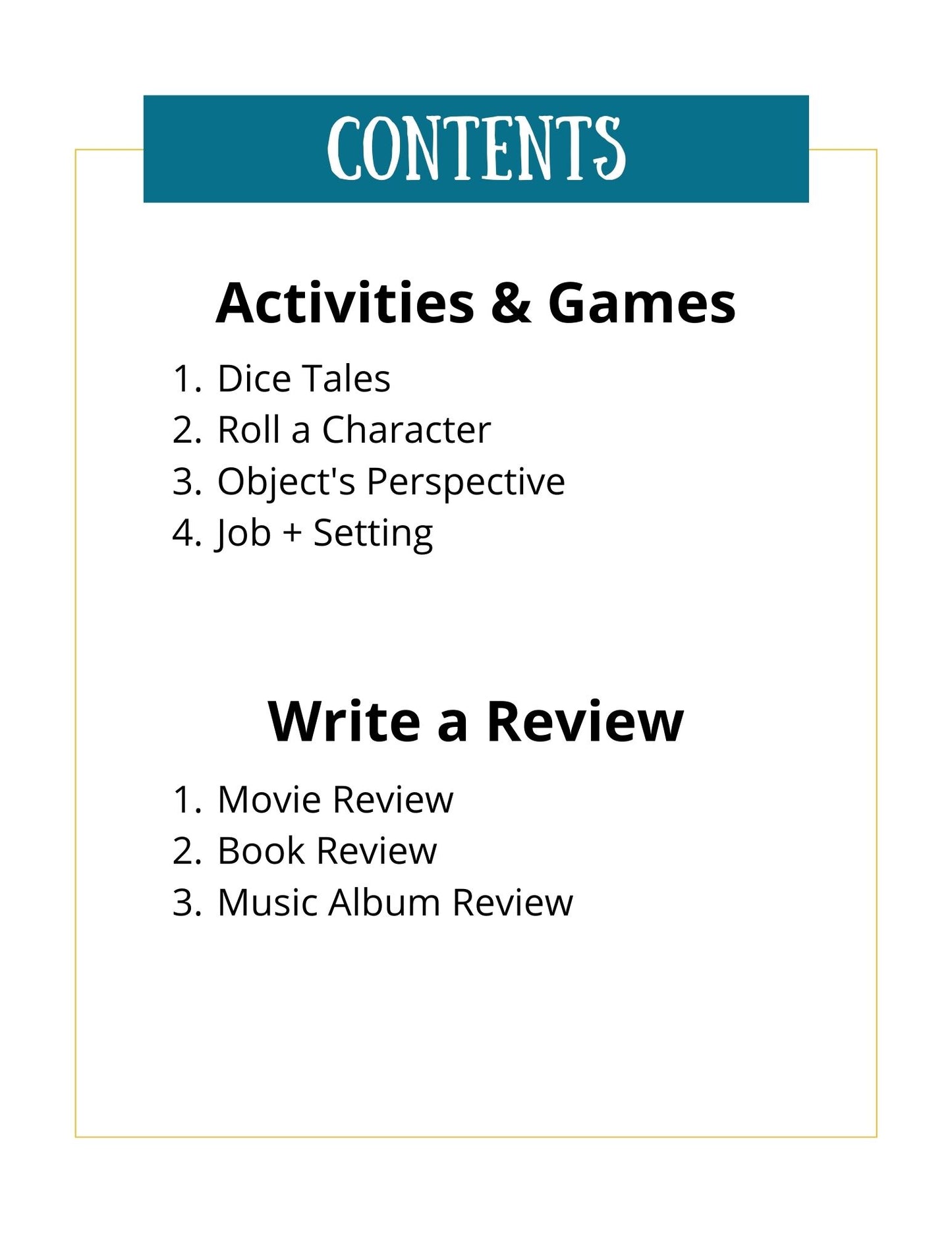Writing Games & Activities