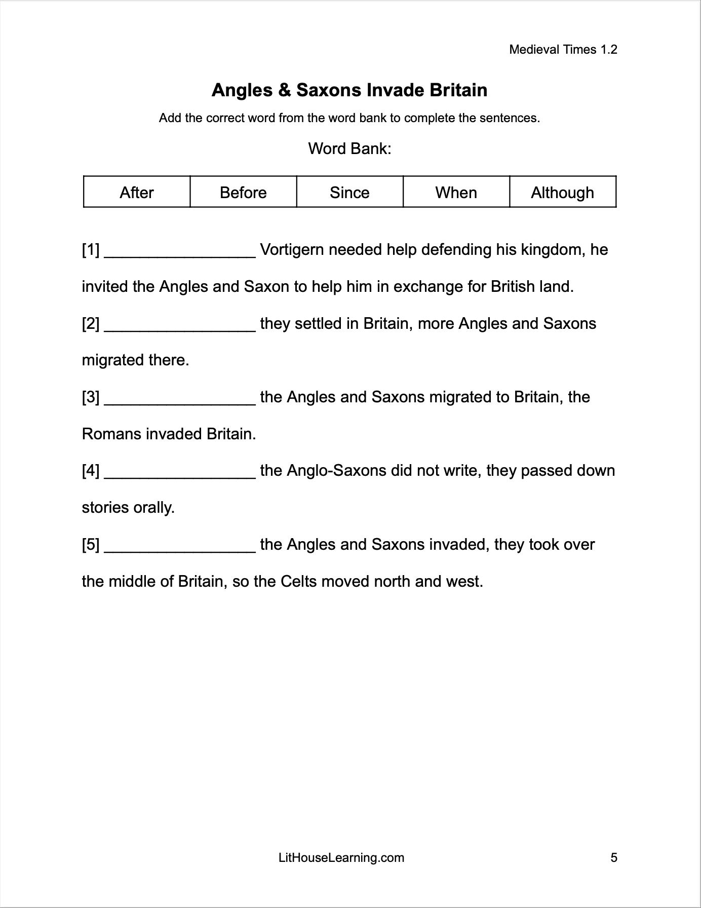 World History: Medieval Times Writing Workbook